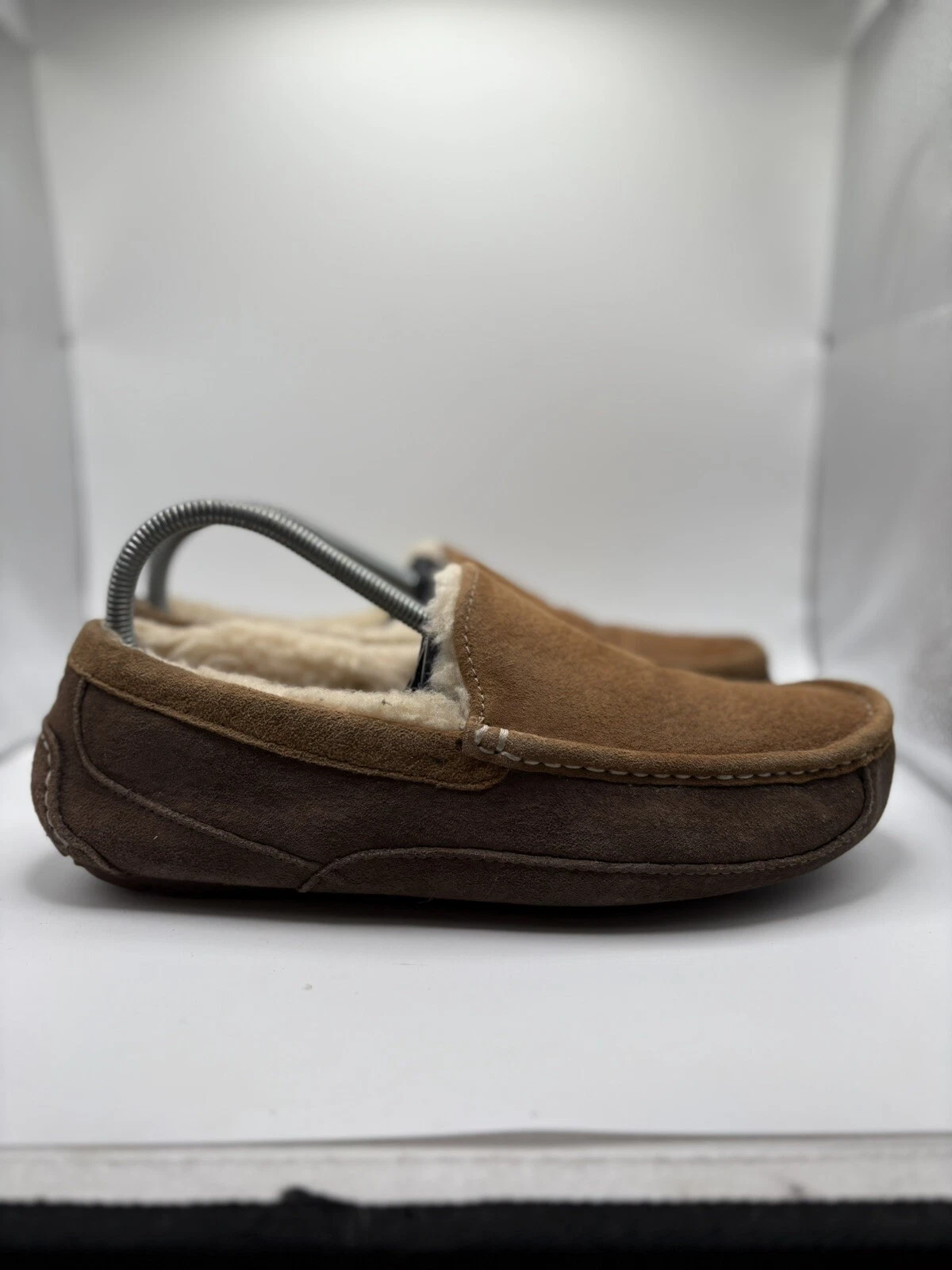 UGG Scarpe Uomo 8 Ascot Ciabatta Scamosciata Lana Sherpa Mocassino Punta Marrone