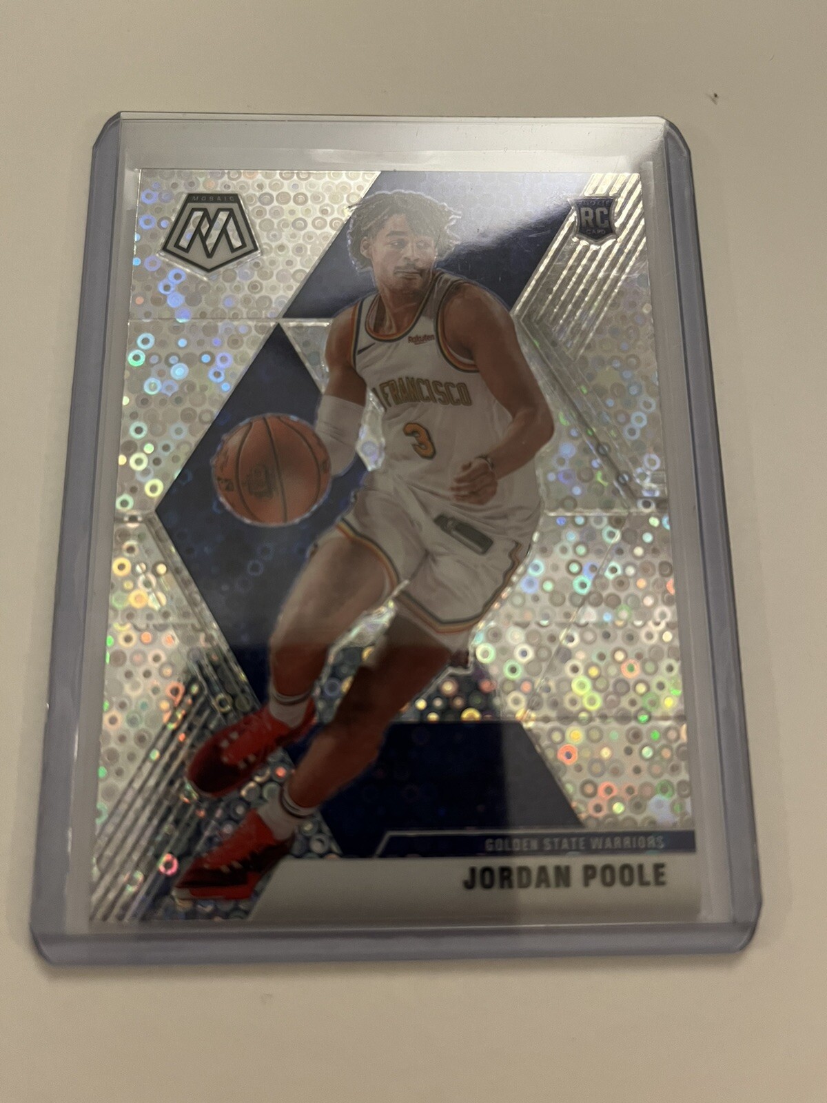 2019-20 Panini Mosaic Jordan Poole Rookie Fast Break Silver Disco #228