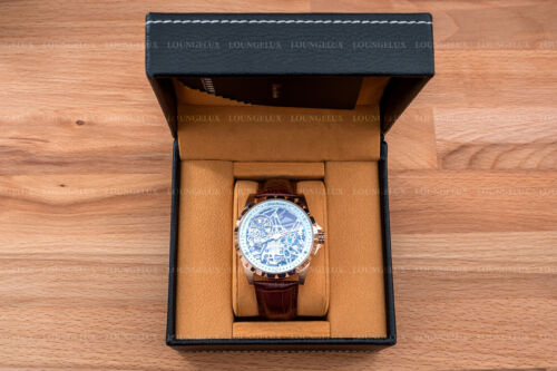 Herren Luxus Skelett Automatische Mechanische Uhr - Roségold Weißes Zifferblatt Leder - Bild 12 von 12
