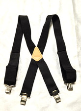 Craftsman Heavy Duty Suspenders Braces Webbing Black Leather One Size Fits Most