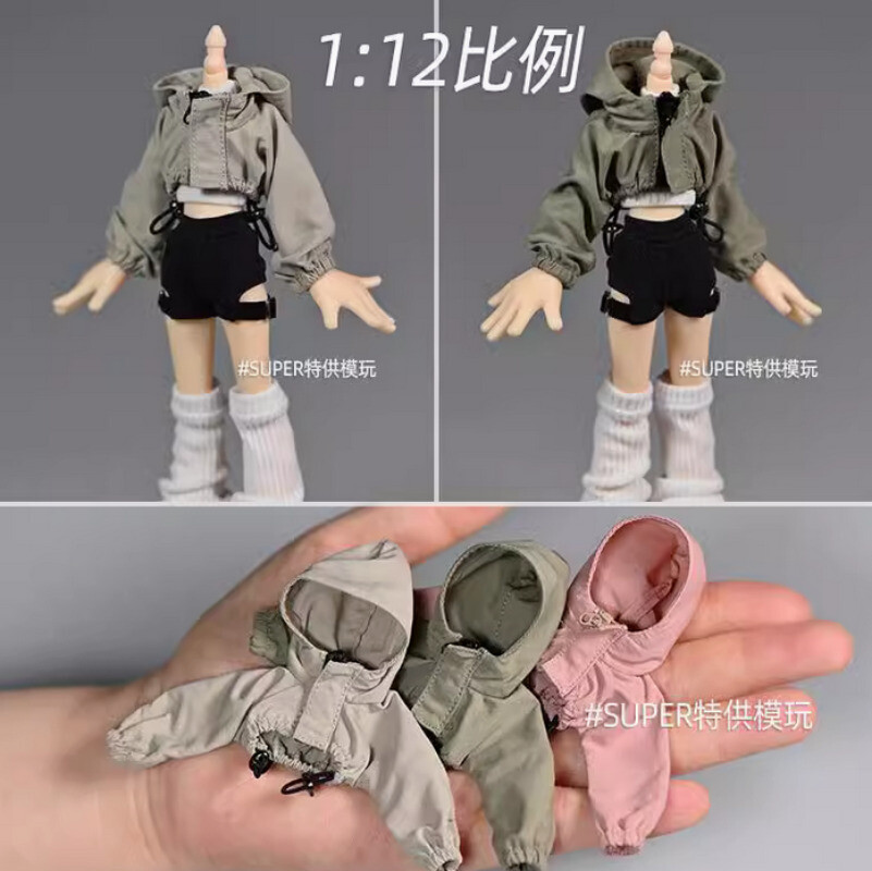 1/12 Female Soldier Clothes Coat Pants Overalls Model for 6''D Body D girl
