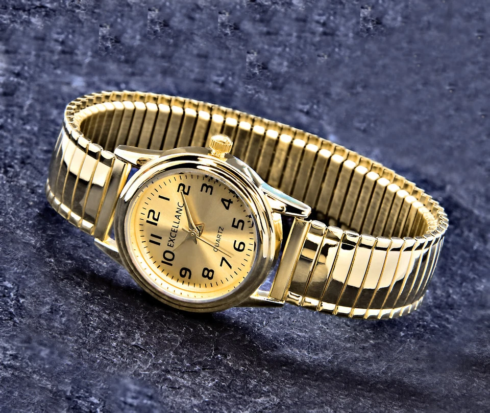 Excellanc Damen Armband Frauen Uhr Zugband Flex Band SIlber Gold Farben 6 - Bild 2 von 3