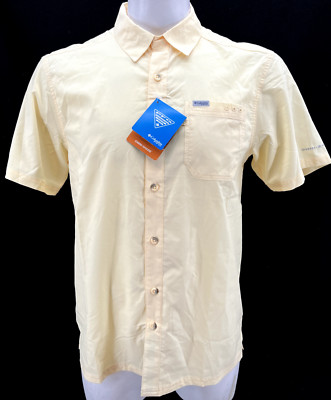 NEW Columbia PFG Slack Tide Camp Yellow Collared Button Down SS Shirt Men's M