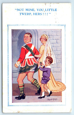 POSTKARTE DONALD MCGILL HOCHZEIT - HÄLT DEN KILT HOCH - FRECHER COMIC 1951 1408