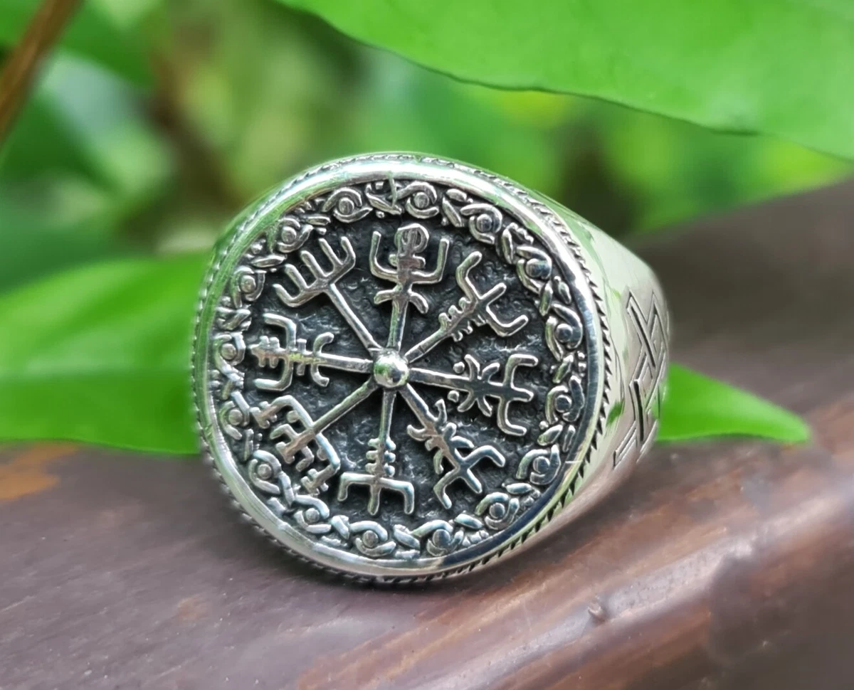Vegvisir Ring 925 Sterling Silver Runic Nordic Compass Norse