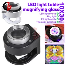 30X Loupe Magnifier with 6 Light Desktop Portable Metal Magnifier Folding Scale