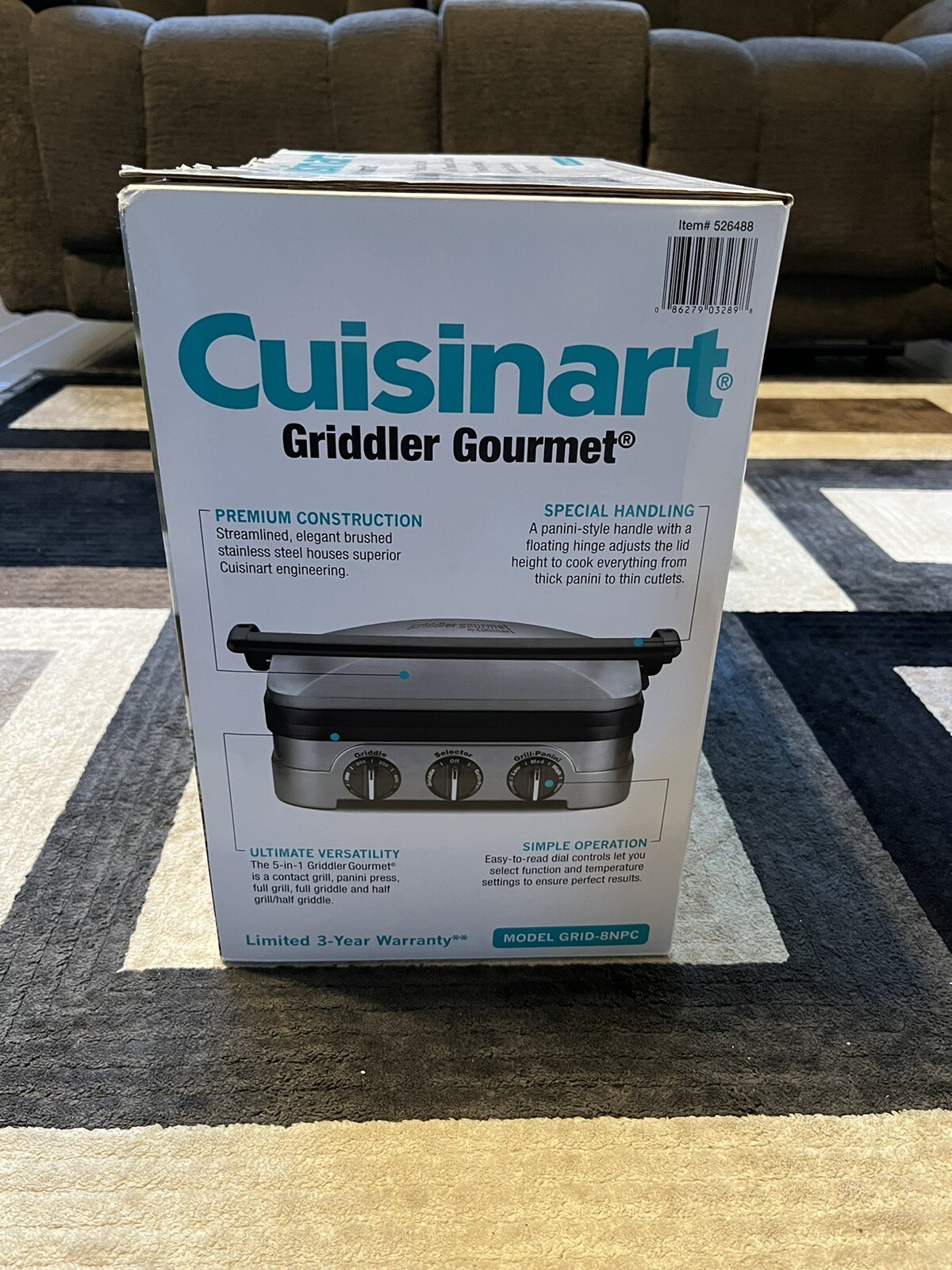 Brand New Cuisinart Griddler Gourmet GRID8NPC 526488 Panini Press Full