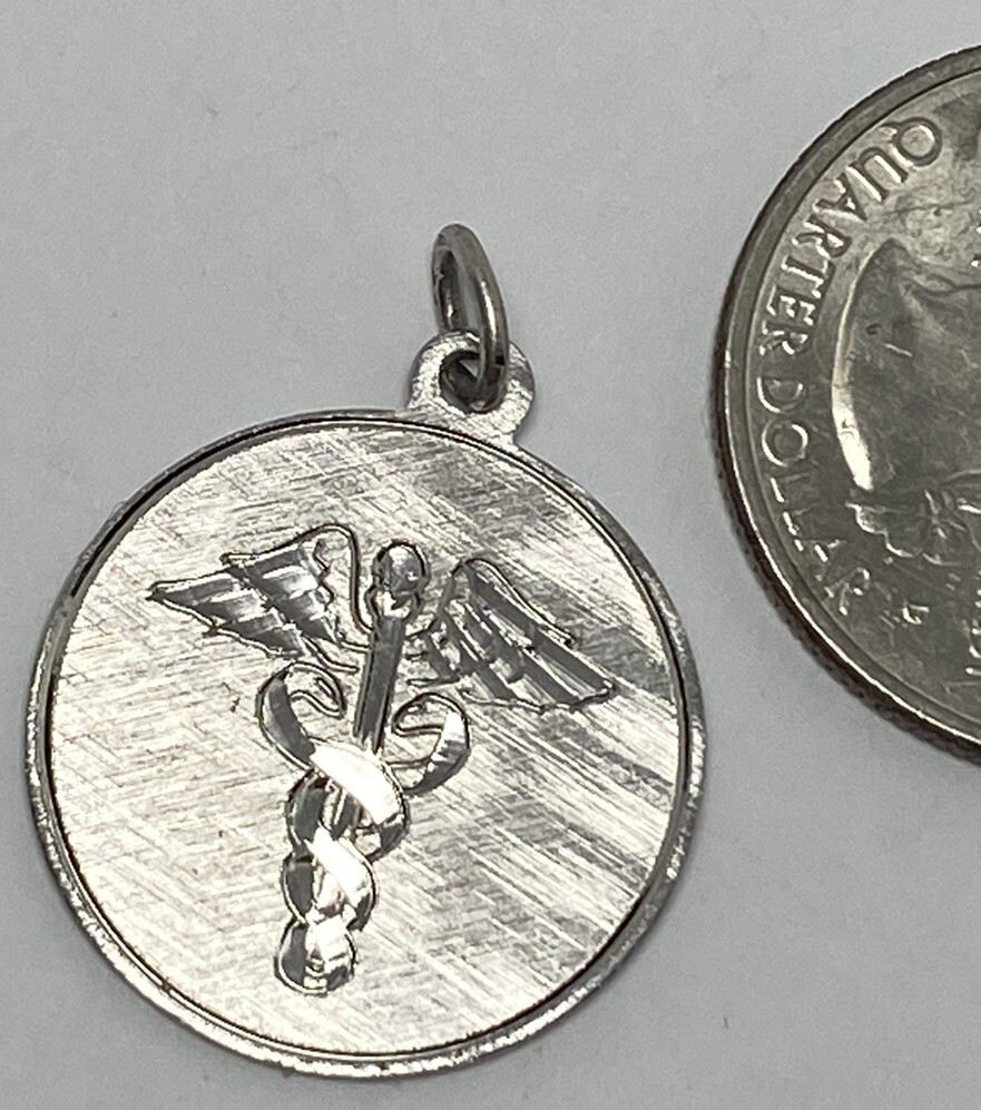 Vintage Sterling Silver Caduceus Symbol Medical Round… Gem