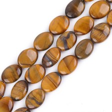 Natural Tiger's Eye Gemstone Oval Loose Beads For DIY Jewelry Making Strand 15"