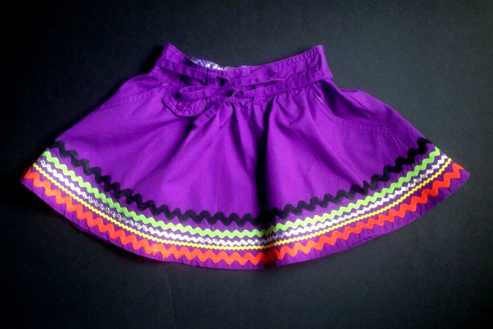 FILA Gonna viola autunno Halloween bambina Op taglia 6 aggiunte 5 file di rifiniture a risciò