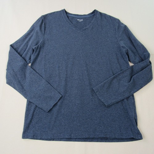 Rough Dress T Shirt Mens Medium Navy Blue Soft Knit V Neck Long Sleeve |  eBay
