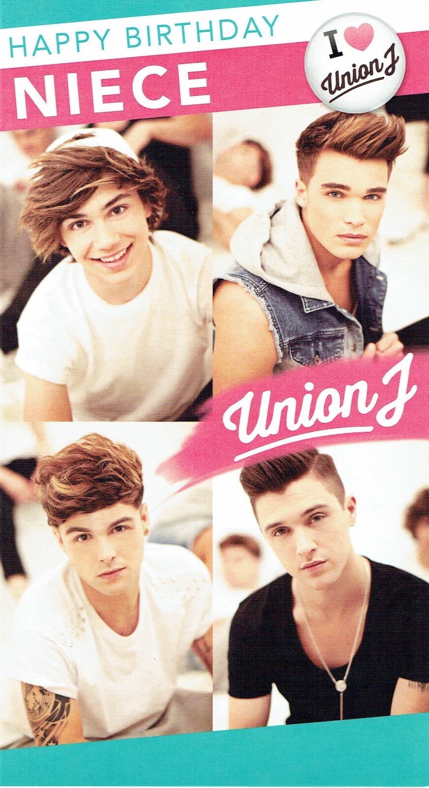 NIECE BIRTHDAY CARD  Quality Official UNION J Design