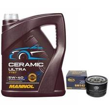 Motoröl Set 5W-40 Mannol 5 Liter + Ölfilter für Alfa Romeo Dacia Fiat Renault