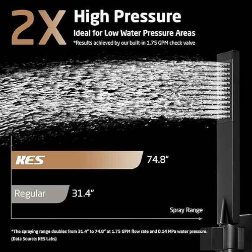SISTEMA DE DUCHA KES CON PICO DE CASCADA 10" CABEZAL DE DUCHA DE LLUVIA NEGRO XB6305-BK - Imagen 3 de 6