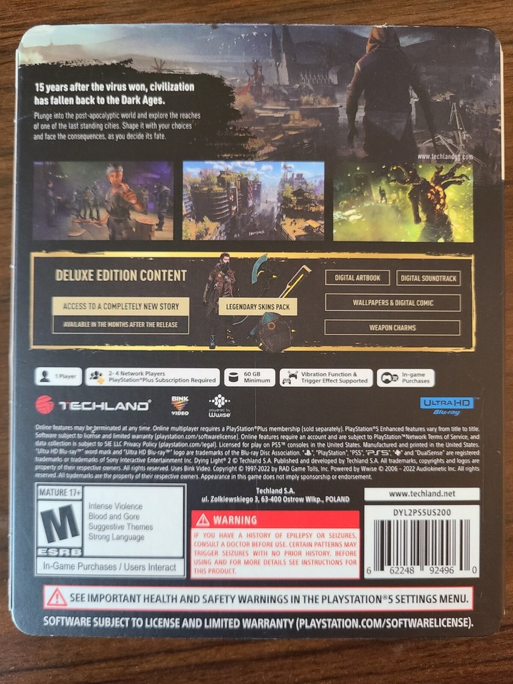 Dying Light 2 Stay Human Deluxe Edition Steelbook - PS4 PAL (Neuf Sous Blister)