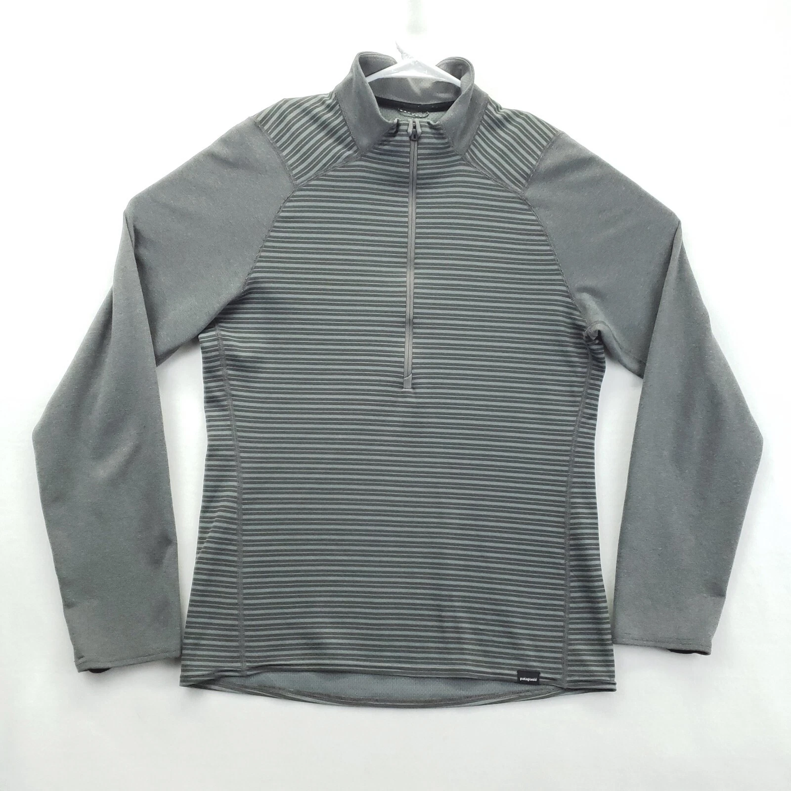 Patagonia Capilene Midweight 3 Shirt Men Medium Gray Mock Neck 1/2 Zip Pullover