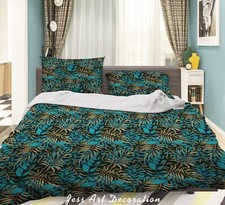 3D Leaves Pattern Blue Green Quilt Cover Set Duvet Cover Bedding Pillowcases
