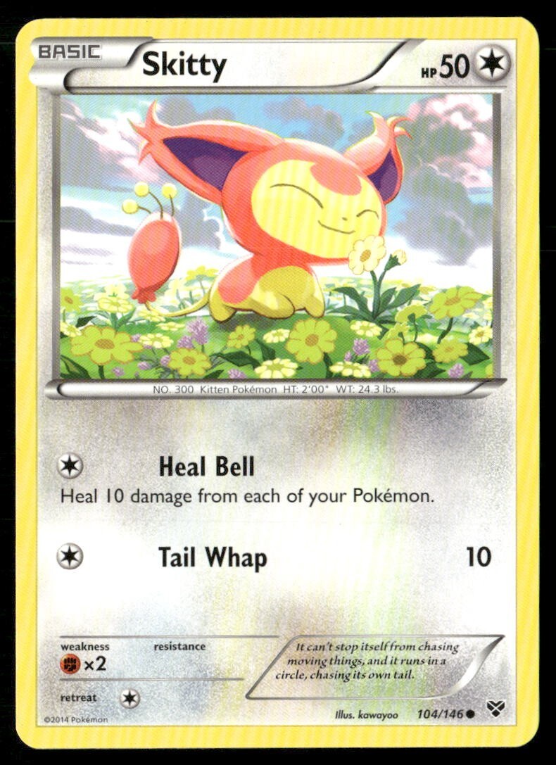 2014 XY Set Pokemon Card 104 Skitty LP
