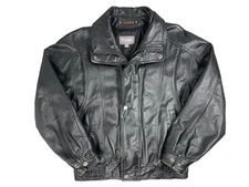 VTG Wilsons Leather Biker Motorcycle Jacket Lined Size Large Rock Punk Moto