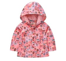 NWT GIRLS size 4-5, 5-6 PINK FLOWER PRINT SNAP CLOSE HOODED RAINCOAT