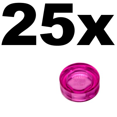 NEW LEGO - TILES - Round - 1 x 1 - Transparent Pink Dark tile x 25 - smooth 1x1