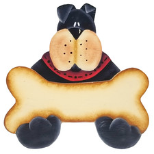 HP Black Puppy Dog with Bone Fridge Magnet, Kitchen Decoration, ByBrendasHand