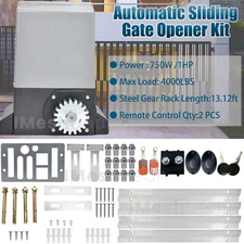 US 750W 4000lbs Automatic Sliding Gate Opener Rack Driven 2 Remotes 13.12FT Rack