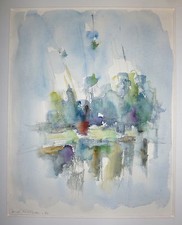 Derek Middleton encre et aquarelle signé 1966 art abstrait abstraction