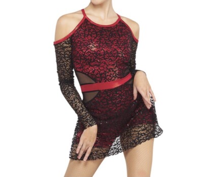 A Wish Come True Red Dance Costume Sequin Lace Dress Child
