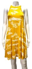 NWT Old Navy Size Large Midi Pencil Dress Sun Dress Halter Yellow w/Palm Trees