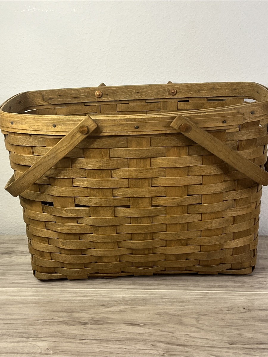 Longaberger 1983 Woven Rectangle Double Wood Handle Basket 11