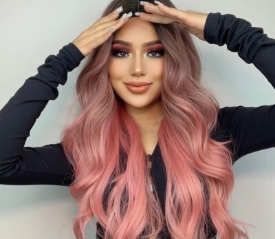 Body Wave rosa weiche Perücke hitzebeständig 