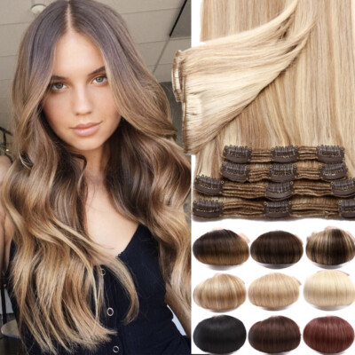 Extra Thick 150g+ Double Weft Clip In Human Hair Extensions Full Head 10-24 Inch