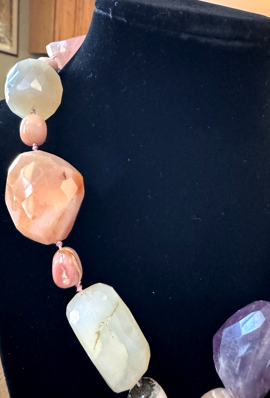 Chunky Gemstone Statement Necklace Agate Druzy Am… - image 6