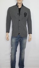 NEW John Varvatos Star Embroidered Accent Blazer in Grey Size 40/M Cotton/Linen