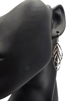 Sterling Silver Textured Triple Spiral Twist Dangle Earrings 2'' Long NWOT