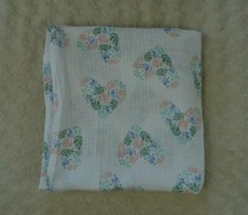 Aden Anais Floral Hearts Baby Swaddle Blanket White Pink Blue Green Flower