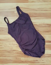 Lands End 8L Purple Strappy U Back Modest No Wire One Piece Swimsuit EUC