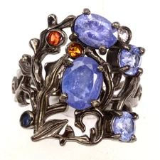 925 Sterling Silver Ring Oval Tanzanite 8x6mm Natural Gemstone Jewelry