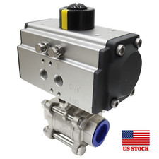 1" NPT Pneumatic Actuated Ball Valve Stainless Steel Double Acting 1000psi