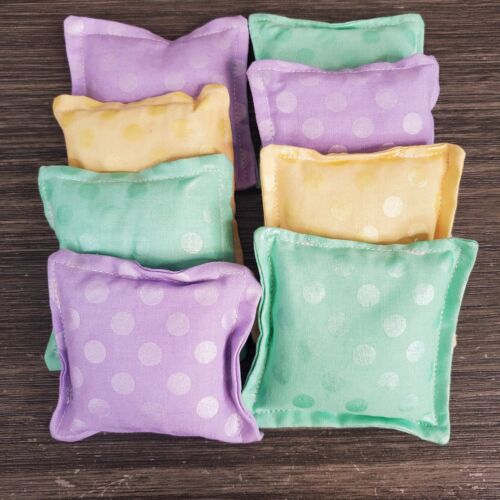 Handmade Bean Bag Set (8) Spring Pastel Polka Dots Fidget Physical Therapy Toy - Picture 2 of 5
