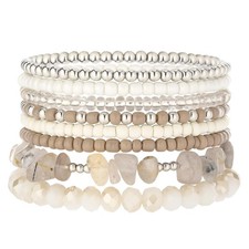Boho Beaded Bracelets for Women Stackable Irregular Natural Stone Bead Stretc...