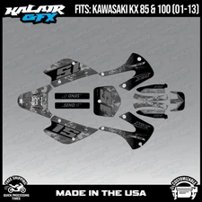Kalair GFX Graphics Kit for Kawasaki KX85 KX100 (2001-2013)  Cyberware- Smoke