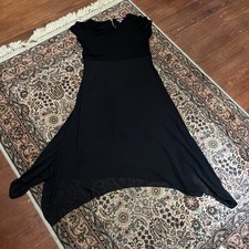“SALE” Vince Camuto Black Short Sleeve Asymmetrical Hem Midi Dress Size L