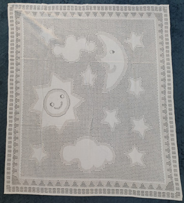 Blau Vintage Kinderwagen Style Decke Cellular Spitze Sonne Stern Wolke Mond GB ohne Etikett