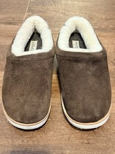 Olukai Women  s Mani Leather Mule Slippers Brown Dark Oak Golden Sand SZ 8 Snug
