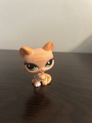 Littlest Pet Shop LPS Cat 842 Hasbro Tan with Orange Markings  Comma, Green Eyes