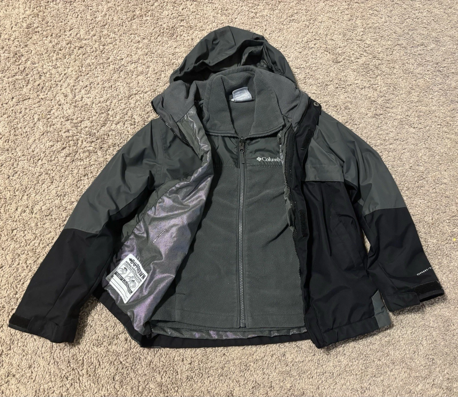 Columbia 2in1 Interchangeable Jacket/fleece Boys Size S (8)