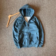 Vintage 90s Teal Waffle Knit Zip Up Hoodie Size Medium