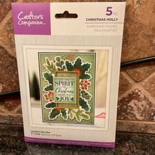 CRAFTERS COMPANION CHRISTMAS HOLLY EMBOSSING FOLDER, DIE  STAMP SET